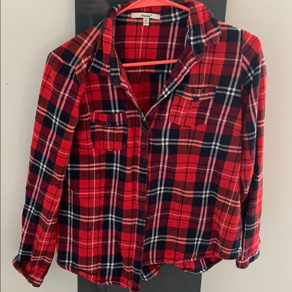 Red and Blue Papaya flannel